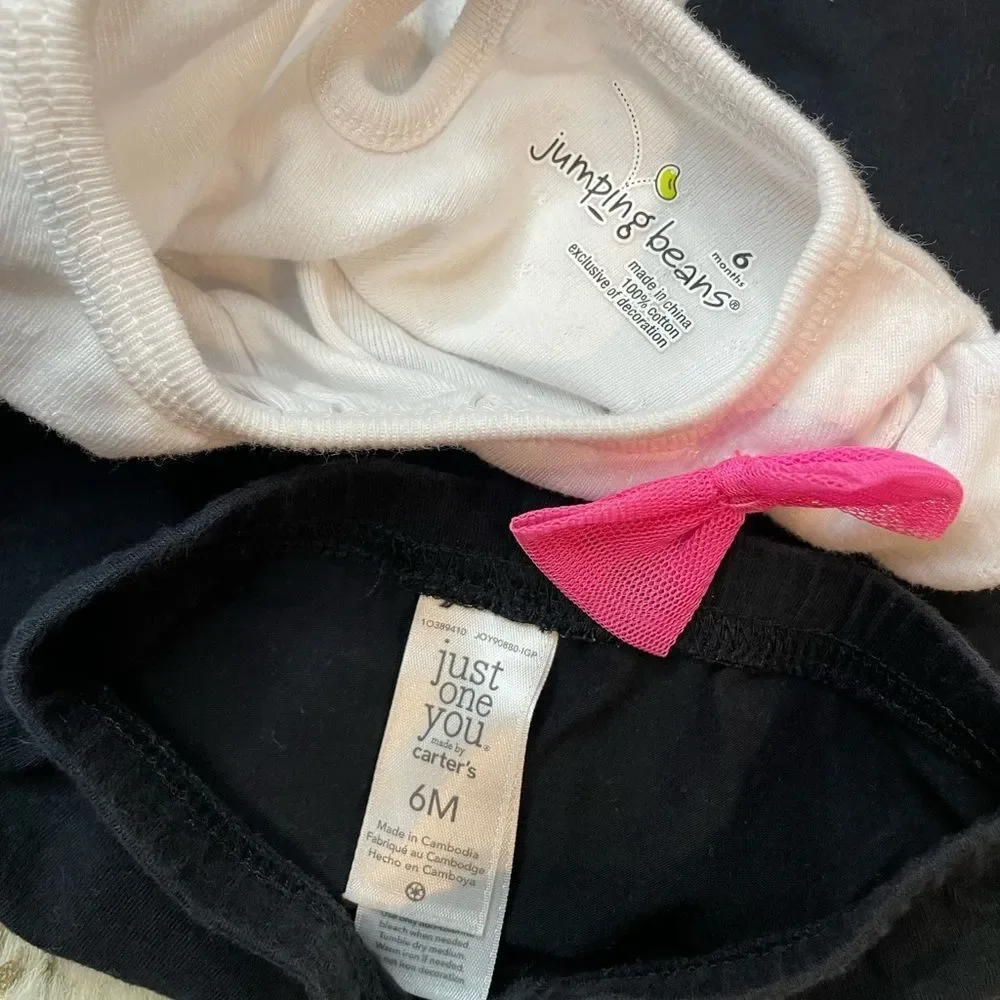 5 for‎ $25🔥Jumping Beans White Bodysuit & Black Pants Set Baby Girl 6 Months
